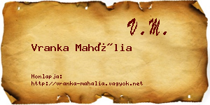 Vranka Mahália névjegykártya